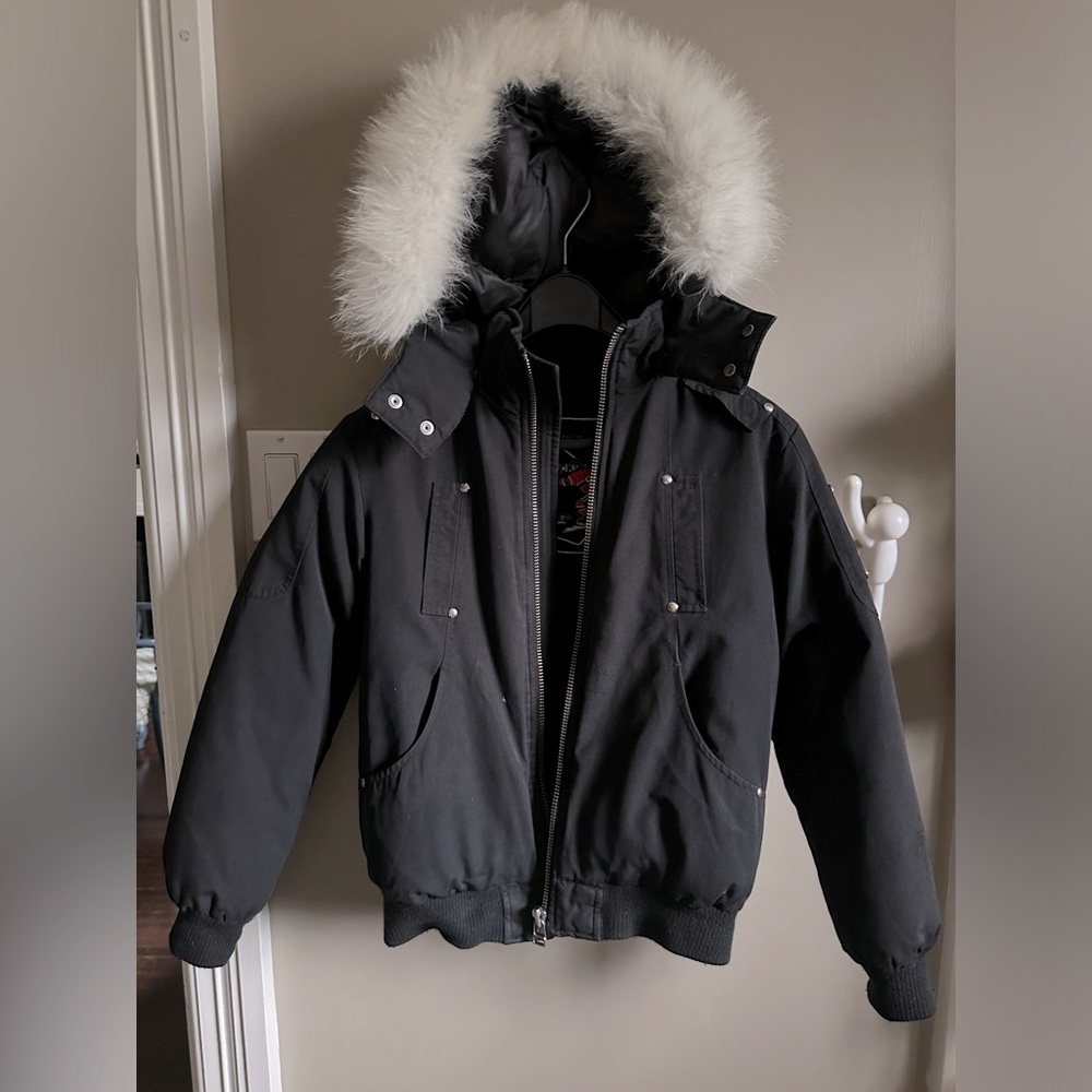 Boy’s Moose Knuckles Jacket with white fur collar